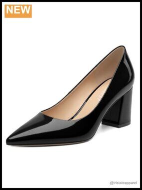 Women's Block Heel Pumps Pointed Toe Slip-On Work Party Heels